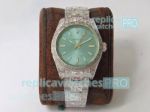 DJ Factory Rolex Swiss ETA2824 Replica Milgauss Carved Watch Ice Blue Dial 